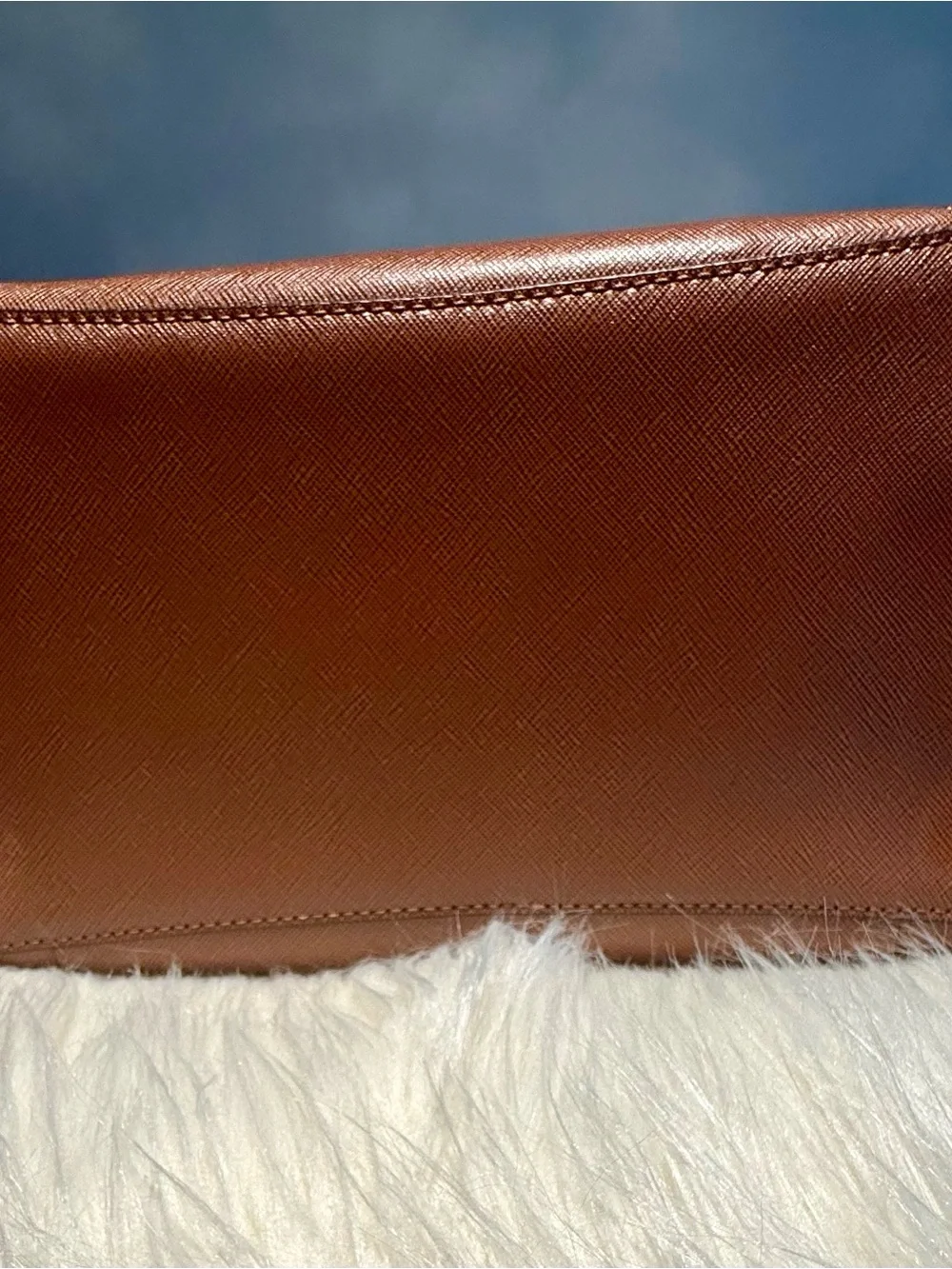 Michael Kors Cognac Saffiano Leather Satchel with Gold Hardware